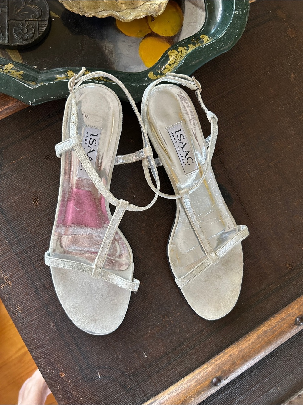 Isaac Mizrahi Cream T-Strap Suede Sandals